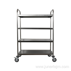 Stainless Steel Round Tube Four Tiers Food Cart